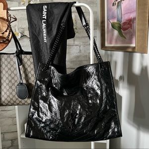 YSL Saint Laurent Bag Niki Large Crinkle Calf Shopper | Black EUC | work travel